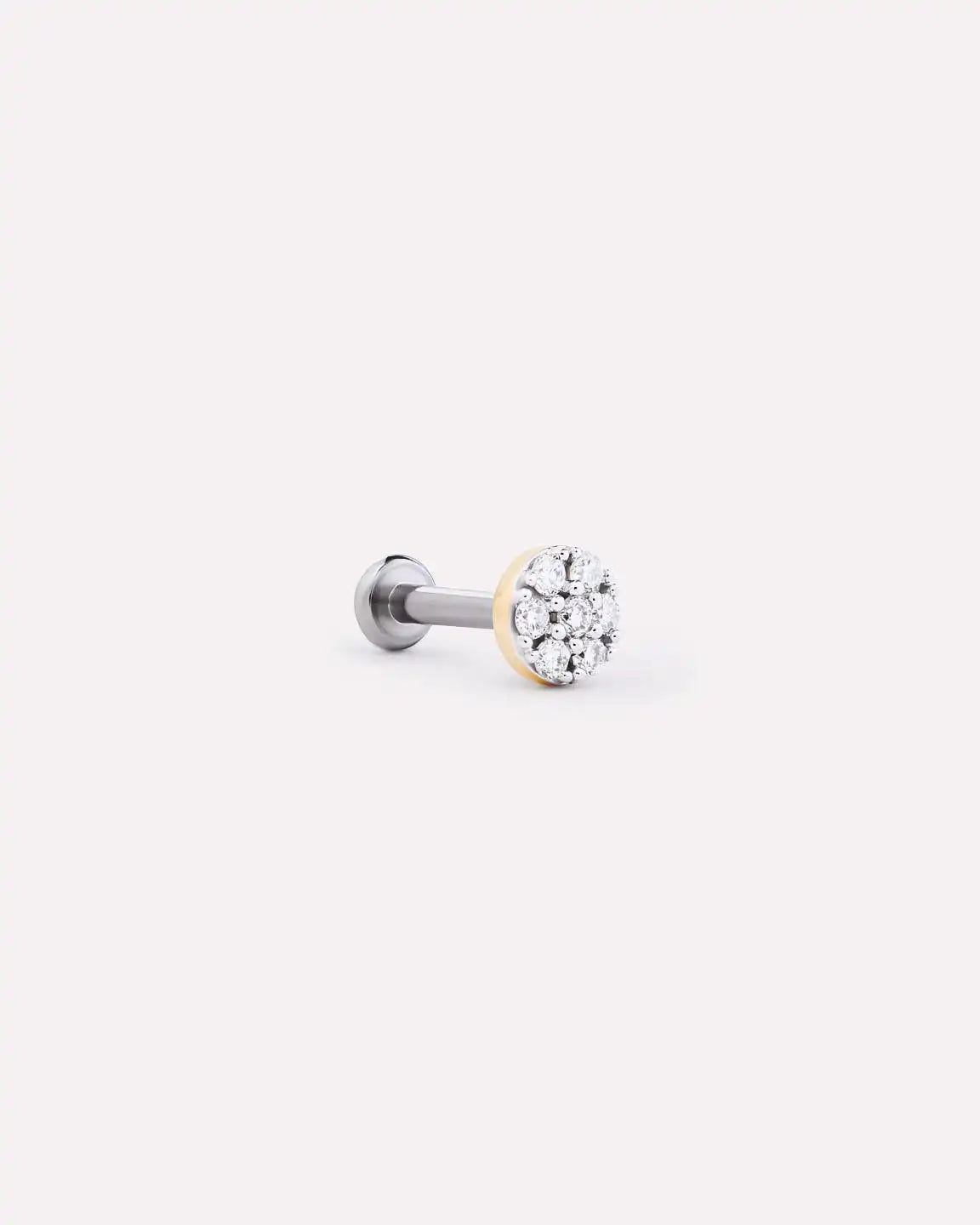Solid Yellow Gold - Diamond Circle Flatback Single Stud