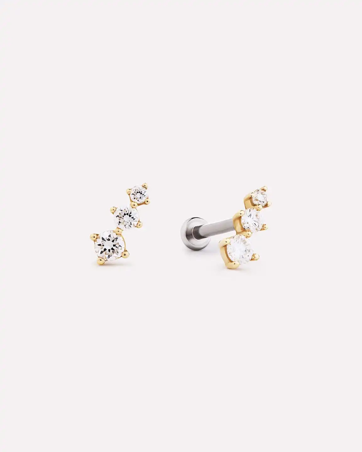 Solid Yellow Gold - Diamond Crawler Flatback Studs