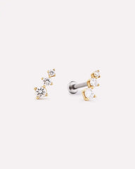 Solid Yellow Gold - Diamond Crawler Flatback Studs