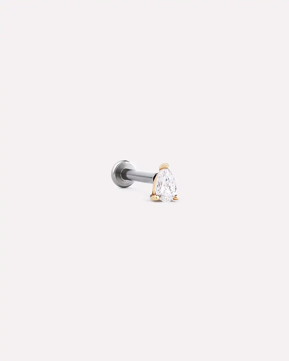 Solid Yellow Gold - Diamond Pear Flatback Single Stud