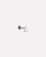 Solid Yellow Gold - Diamond Pear Flatback Single Stud