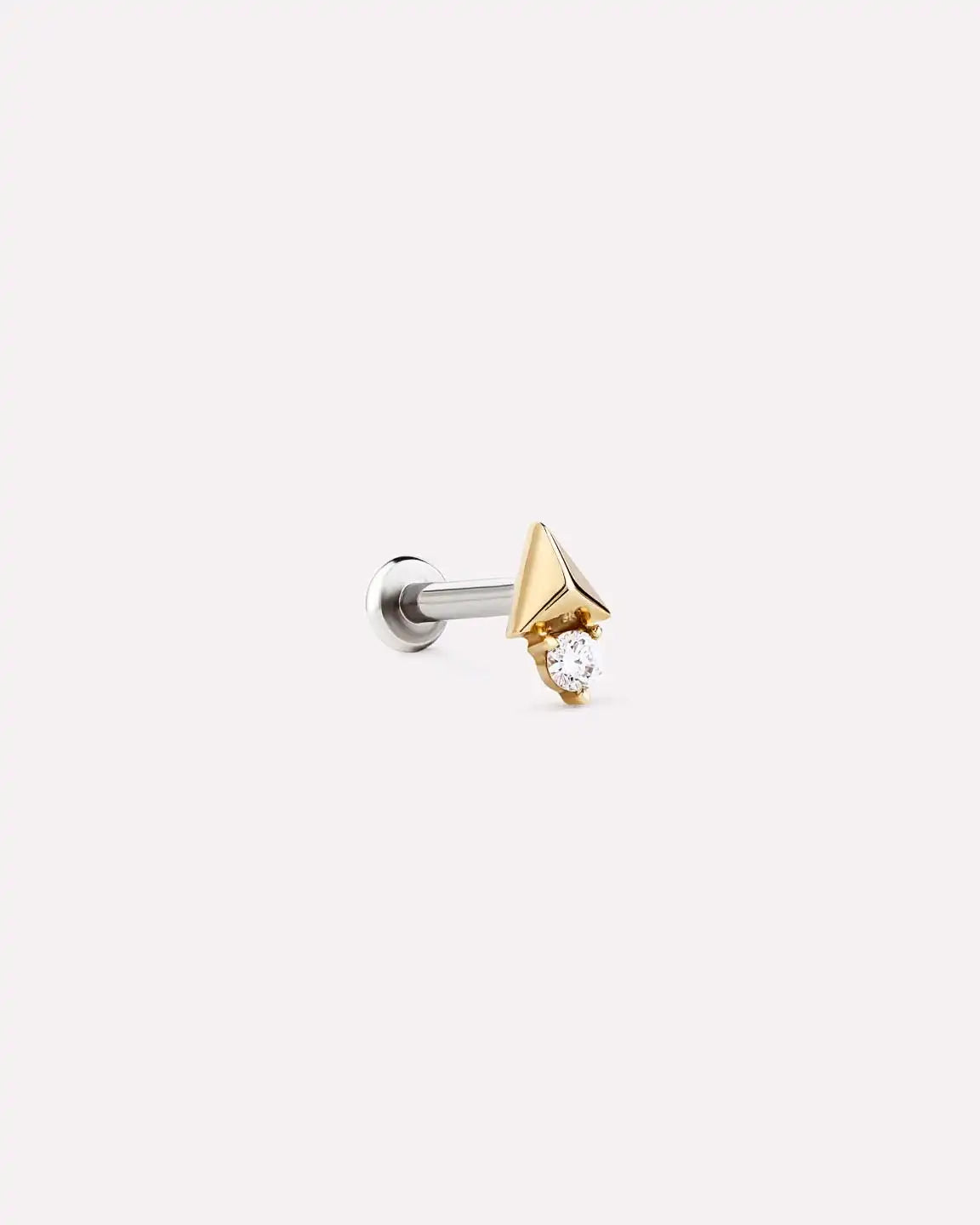 Solid Yellow Gold - Diamond Pyramid Flatback Single Stud