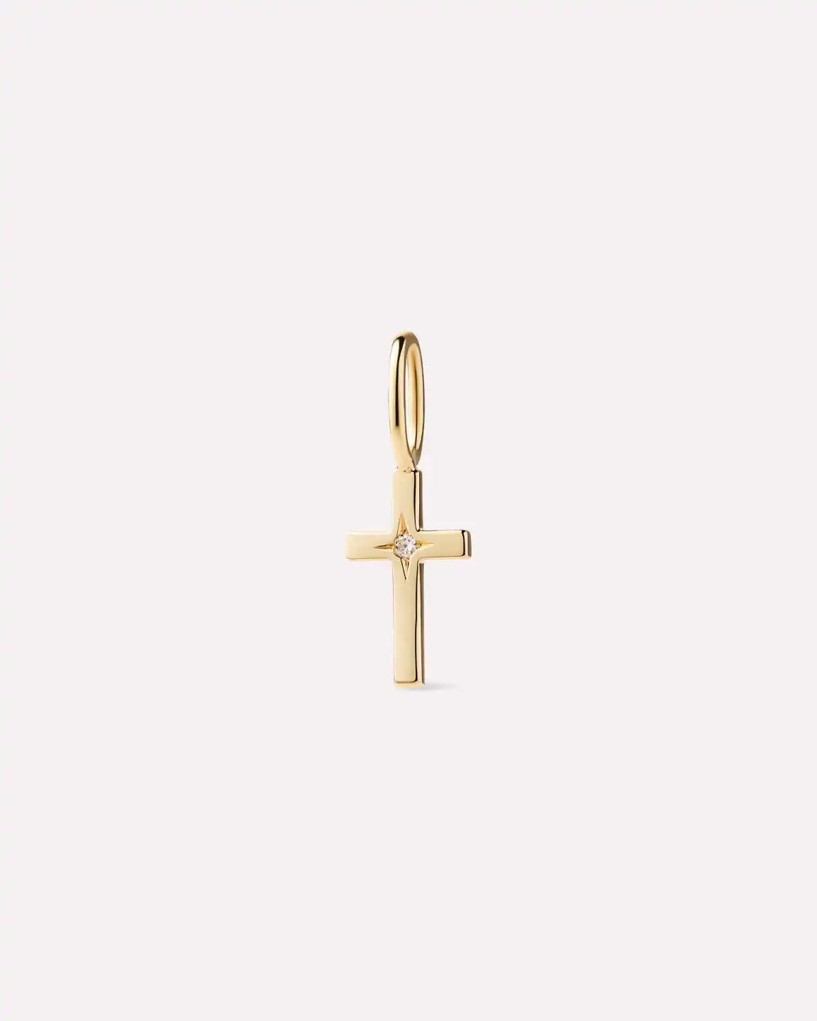 Solid Yellow Gold - Diamond Cross Charm