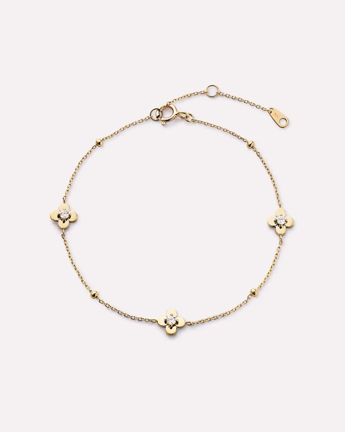 Solid Yellow Gold - Mini Flower Station Bracelet