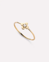 Solid Yellow Gold - Mini Diamond Flower Ring