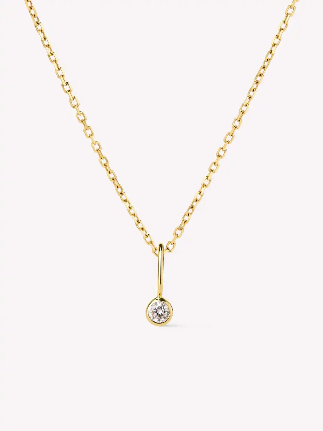 Solid Yellow Gold - Diamond Mini Birthstone Necklace
