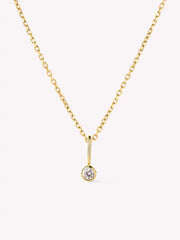 Solid Yellow Gold - Diamond Mini Birthstone Necklace
