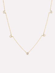 Solid Yellow Gold - Diamond Station Necklace