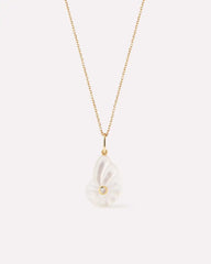 Solid Yellow Gold - Mother of Pearl Shell Necklace