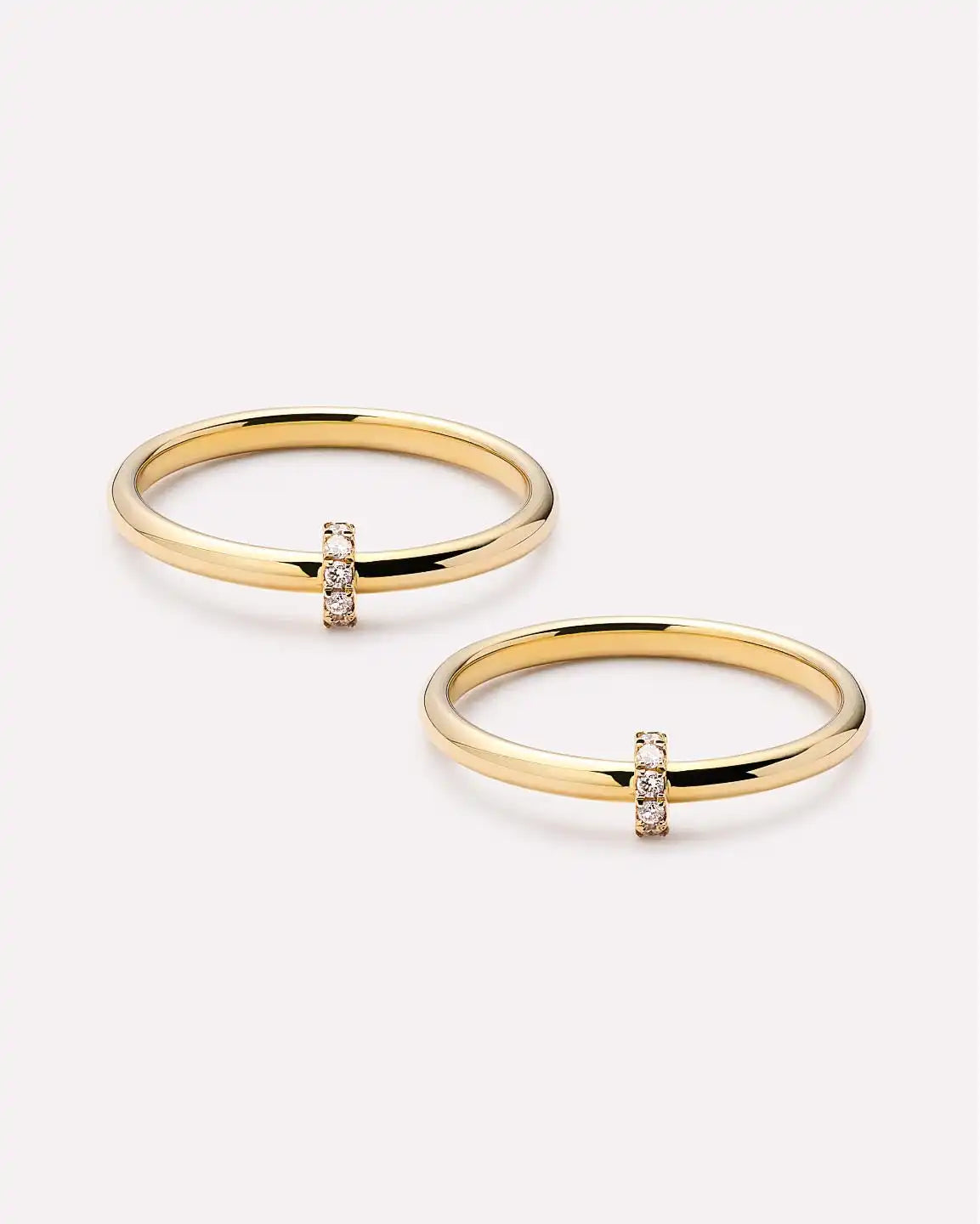 Solid Yellow Gold - Double Diamond Link Ring