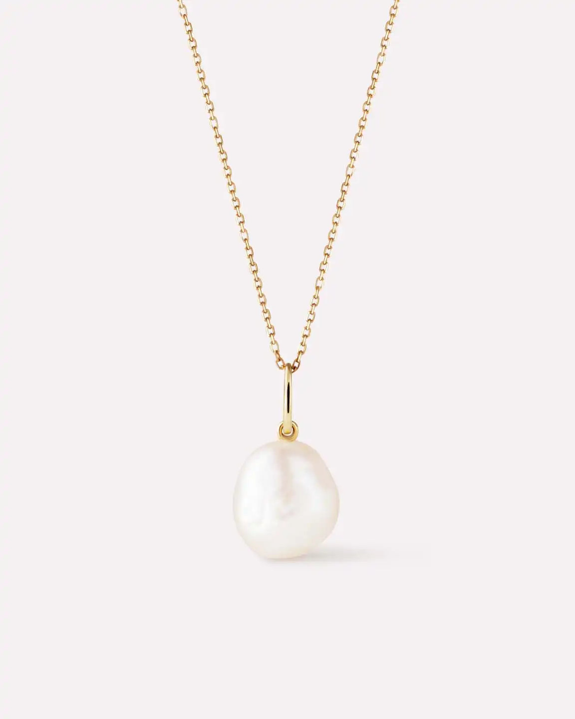 Solid Yellow Gold - Organic Pearl Necklace