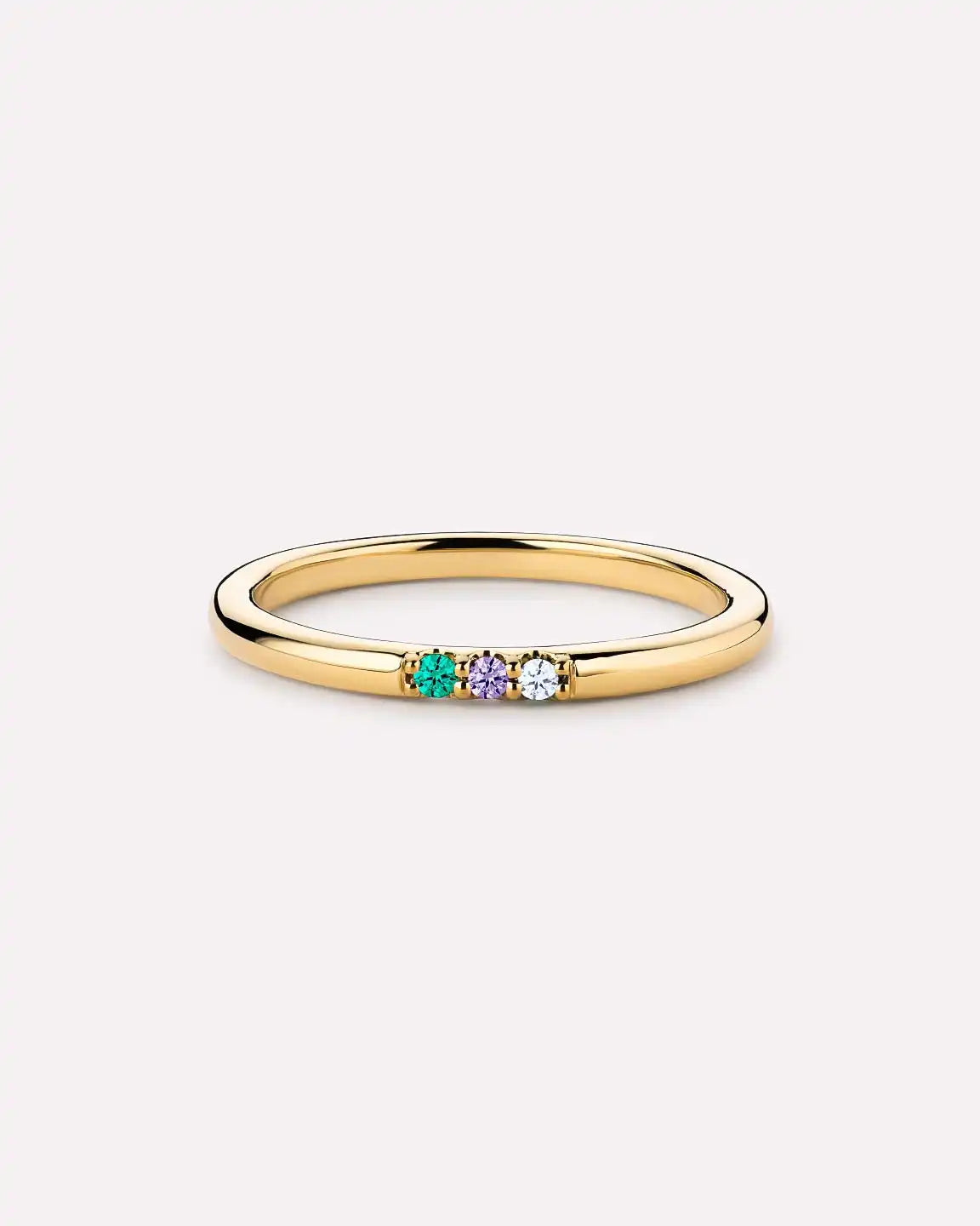 Solid Yellow Gold - 3 Stone Birthstone Ring