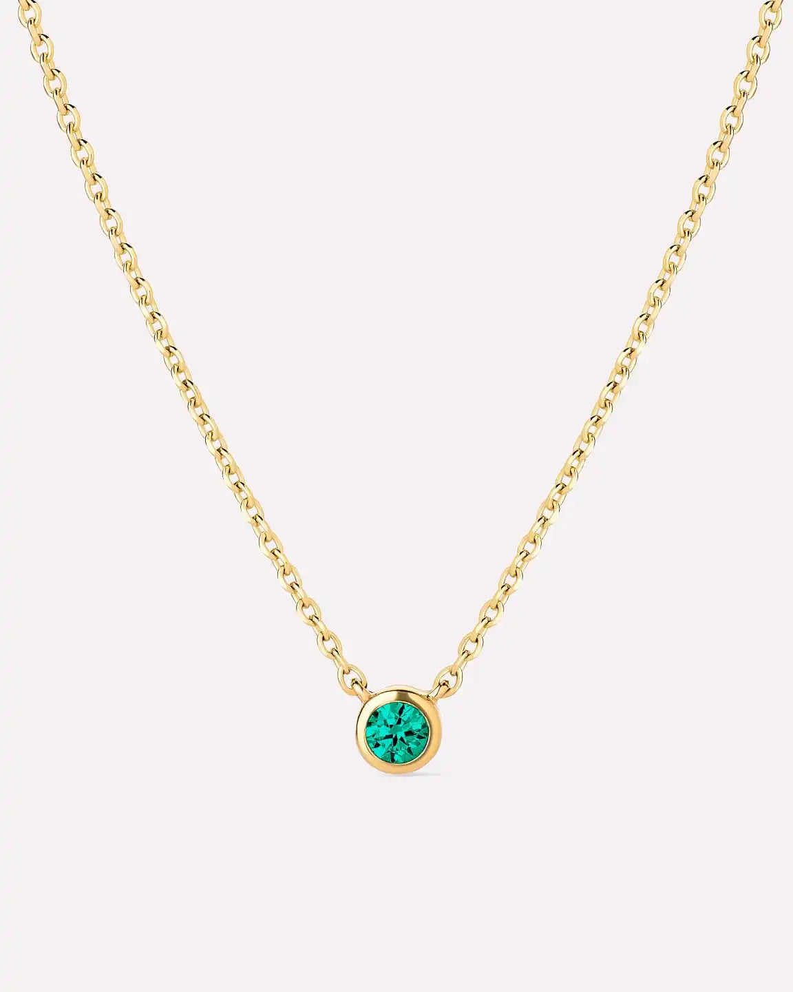 Solid Yellow Gold - Solo Birthstone Necklace