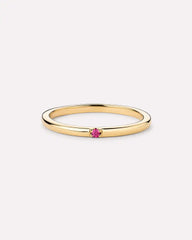 Solid Yellow Gold - Solo Birthstone Ring