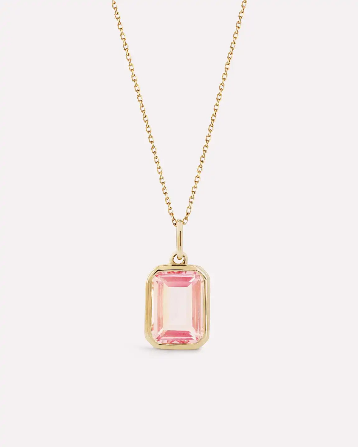 Solid Yellow Gold - Light Pink Sapphire Spritz Necklace