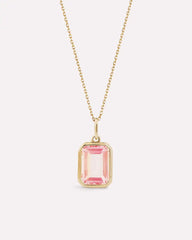 Solid Yellow Gold - Light Pink Sapphire Spritz Necklace