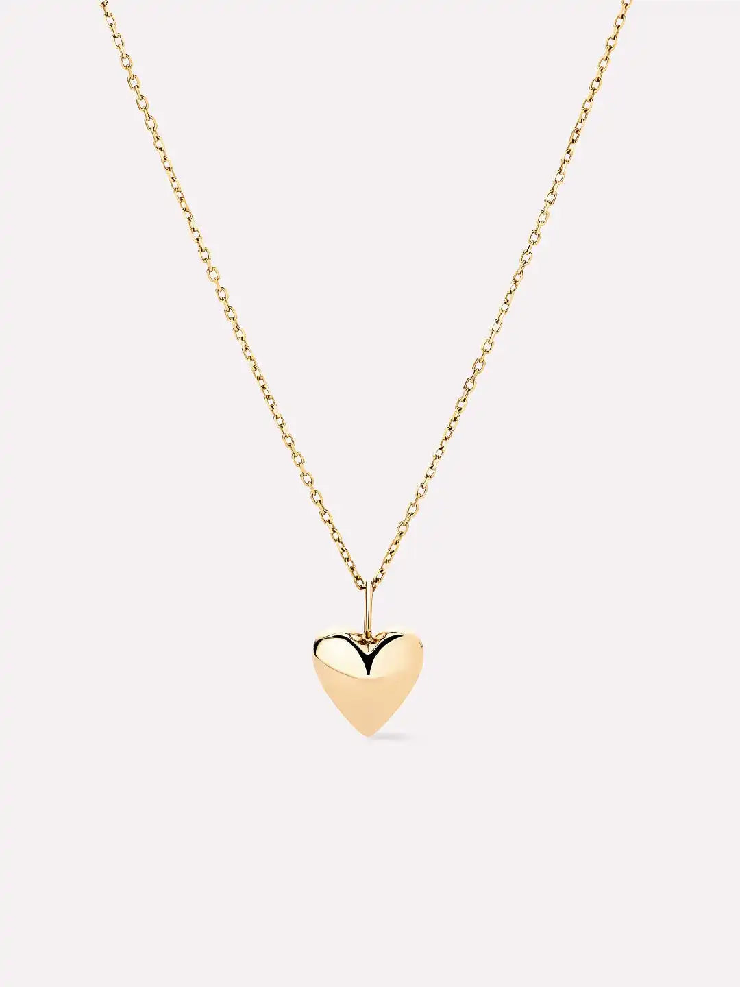 Solid Yellow Gold - Medium Heart Charm Necklace