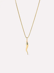 Solid Yellow Gold - Italian Horn Charm Necklace