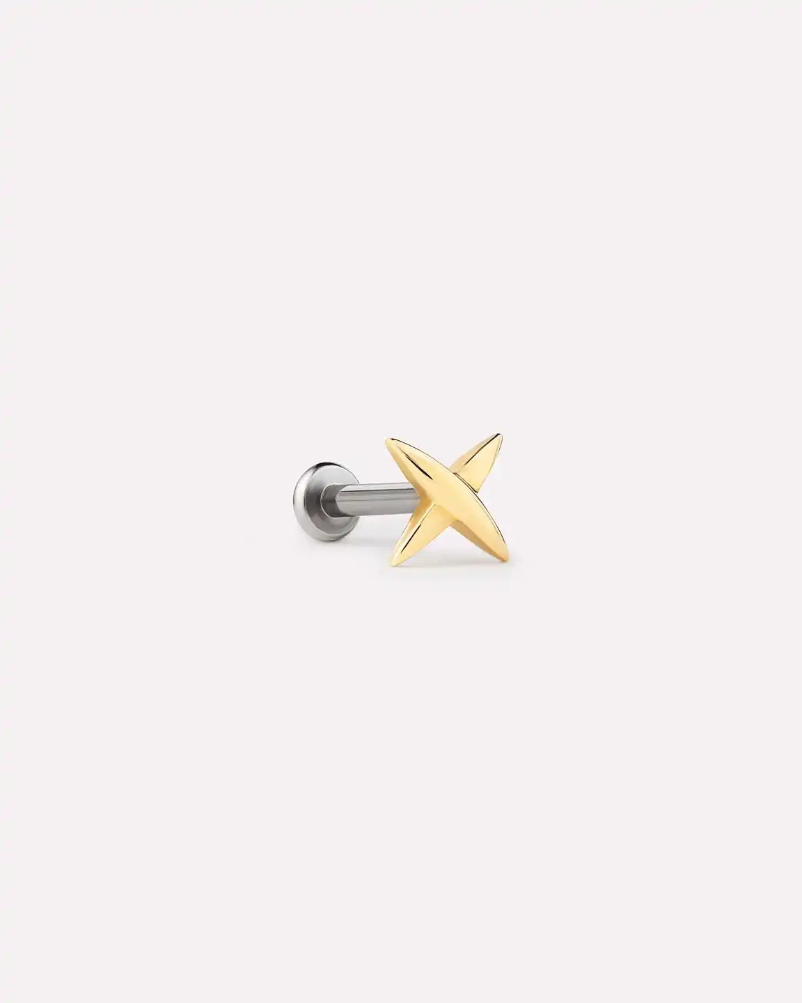 Solid Yellow Gold - X Flatback Single Stud