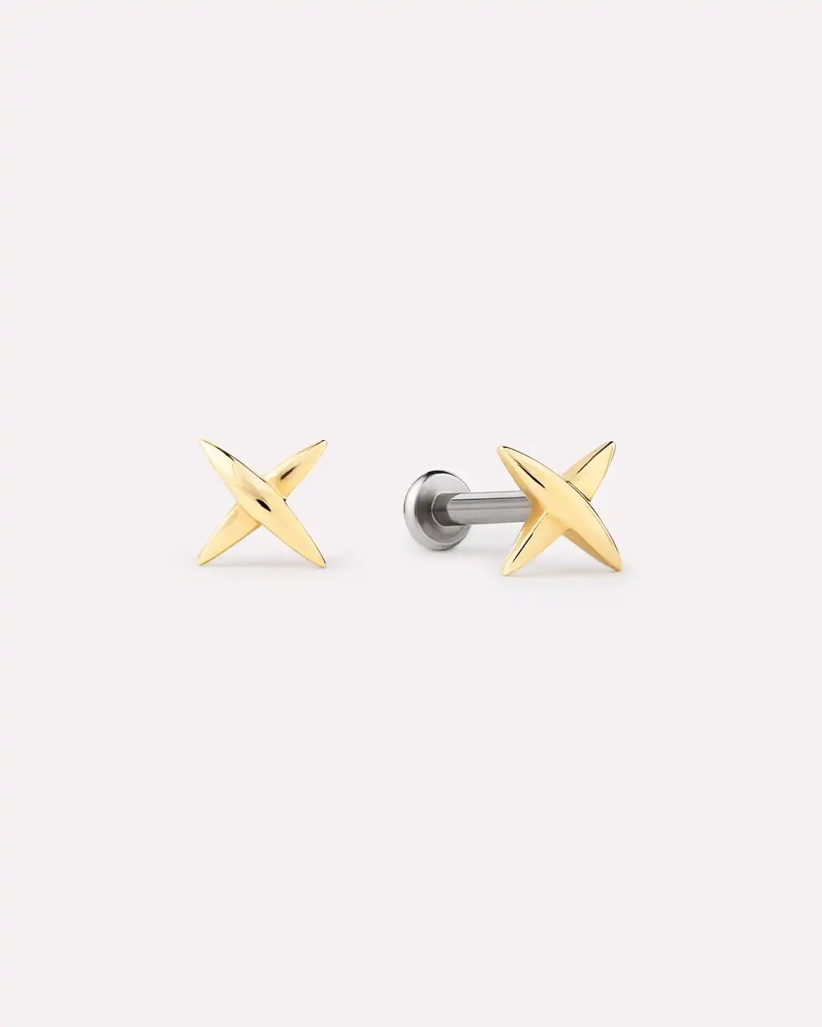 Solid Yellow Gold - X Flatback Studs