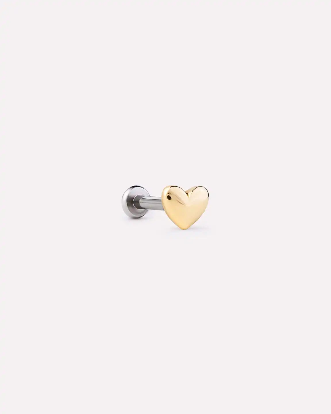 Solid Yellow Gold - Heart Flatback Single Stud