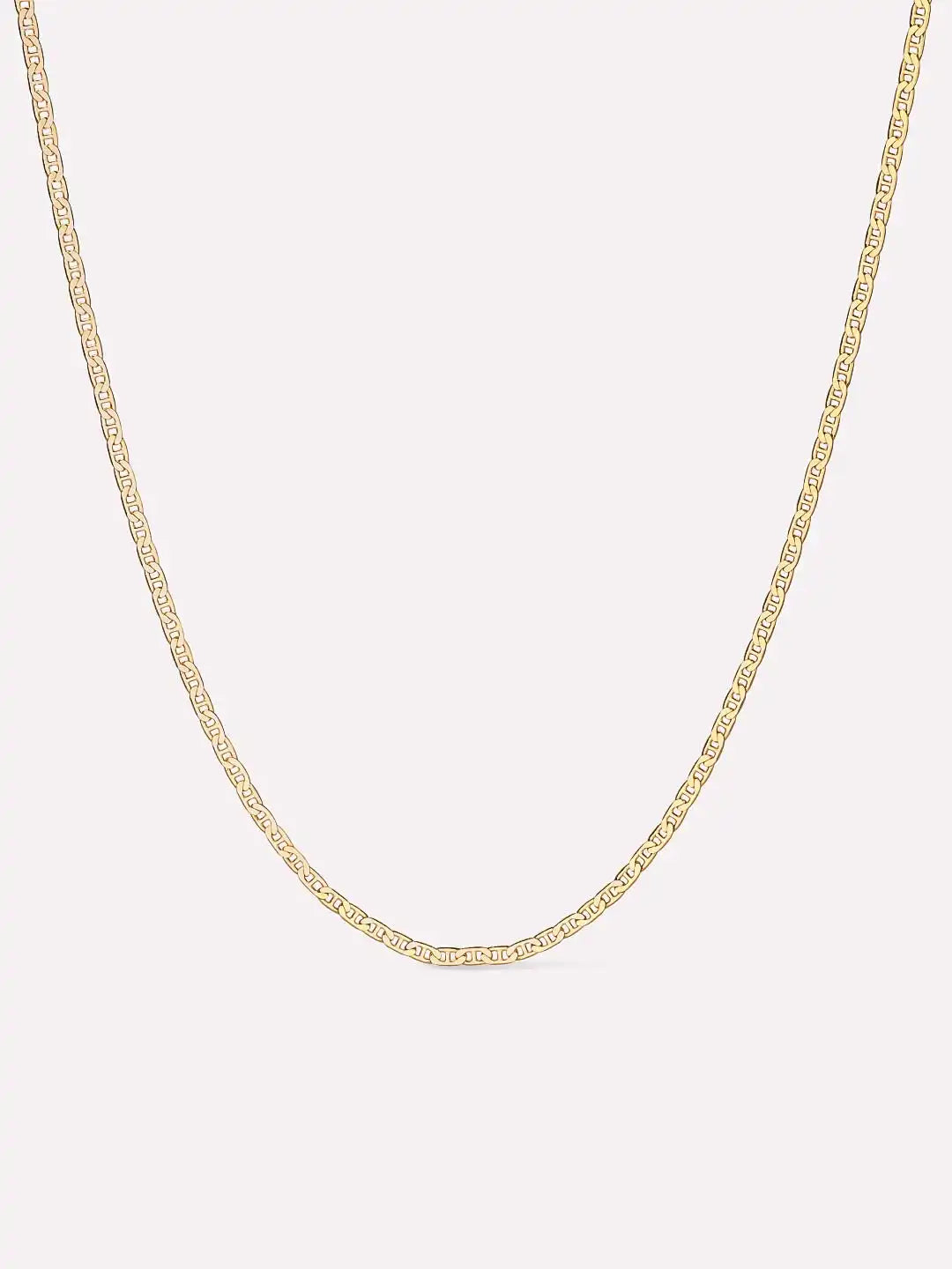 Solid Yellow Gold - Flat Mariner Chain Necklace