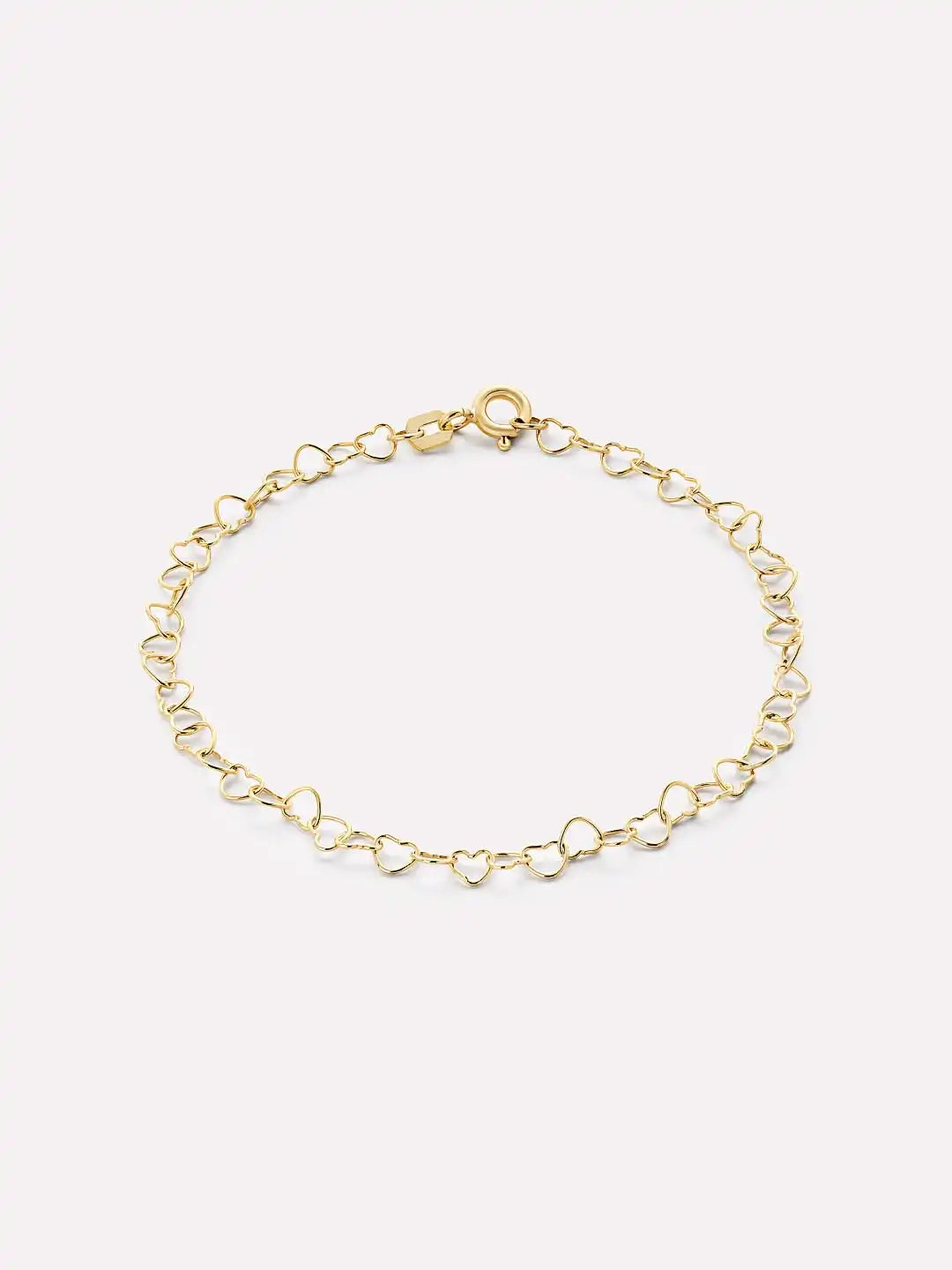Solid Yellow Gold - Heart Chain Bracelet