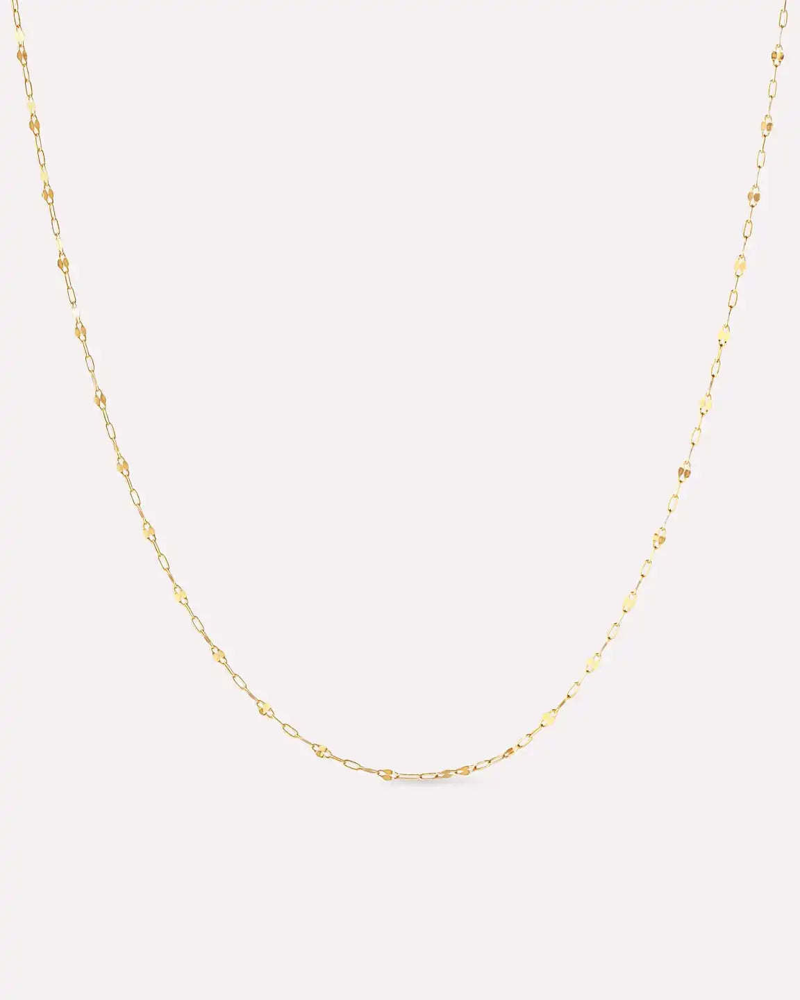 Solid Yellow Gold - Sparkle Link Chain Necklace