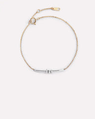 Solid Yellow Gold - Diamond Links Bar Bracelet