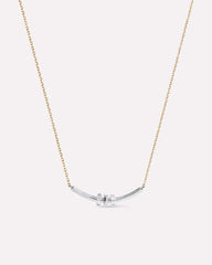Solid Yellow Gold - Diamond Links Bar Necklace
