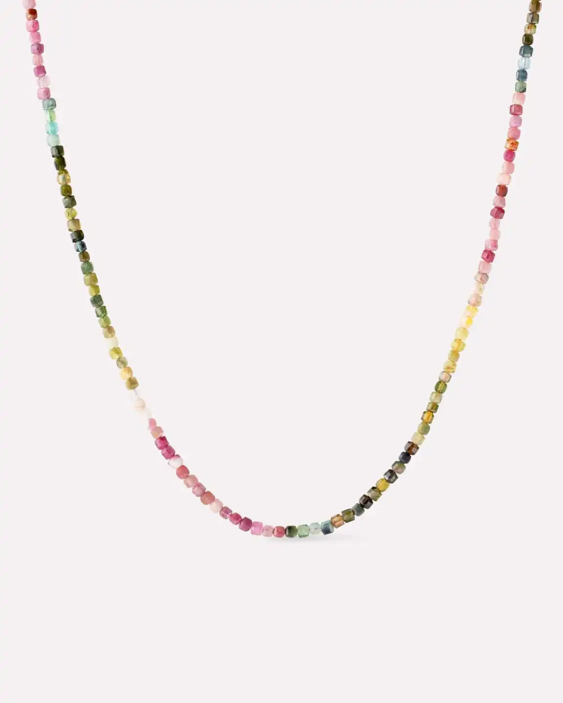 Solid Yellow Gold - Tourmaline Beaded Necklace