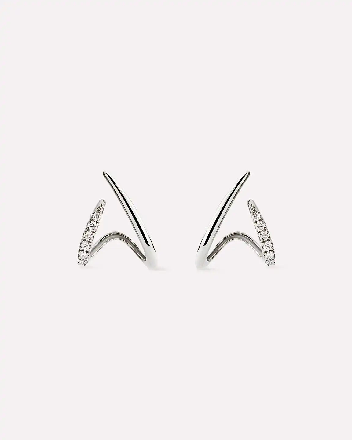 Solid White Gold - Diamond Aurora Huggie Studs