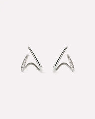 Solid White Gold - Diamond Aurora Huggie Studs