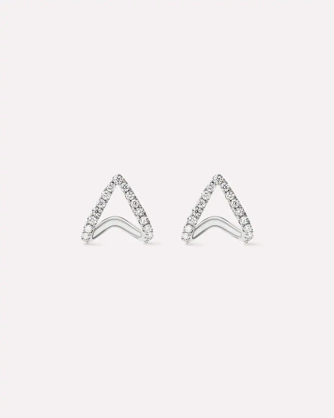 Solid White Gold - Diamond Velora Huggie Studs